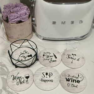 Wine Not? Coaster Set with Holder
